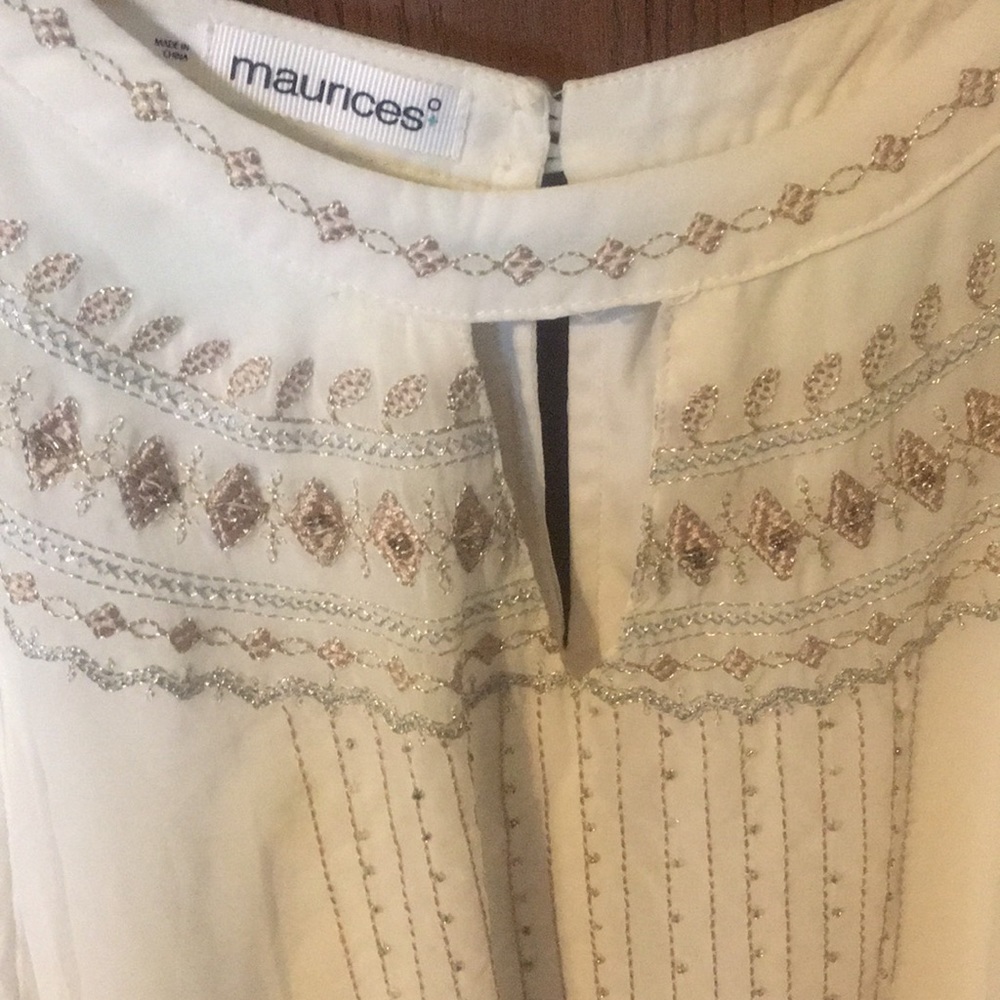 Cream embellished tank